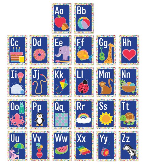 Carson Dellosa 26 pc Set of abc Bulletin Board Decorations, Alphabet Toddler Learning Posters, Letters With Sight Word Images for Sound Recognition, Preschool and Kindergarten Classroom and Wall Decor
